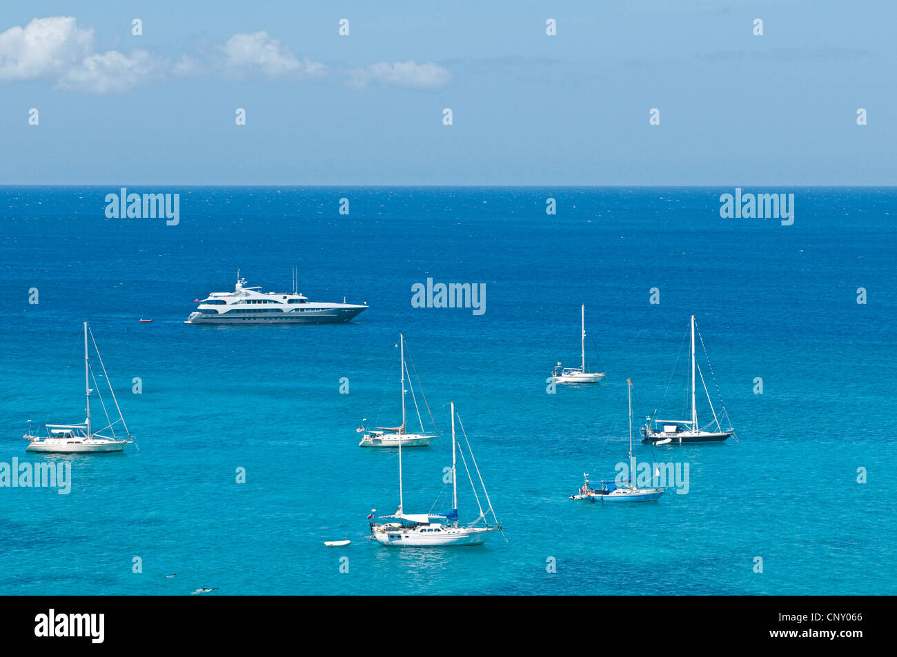 yachts in the Lower Bay, Saint Vincent and the Grenadines, Bequia Stock Photo
