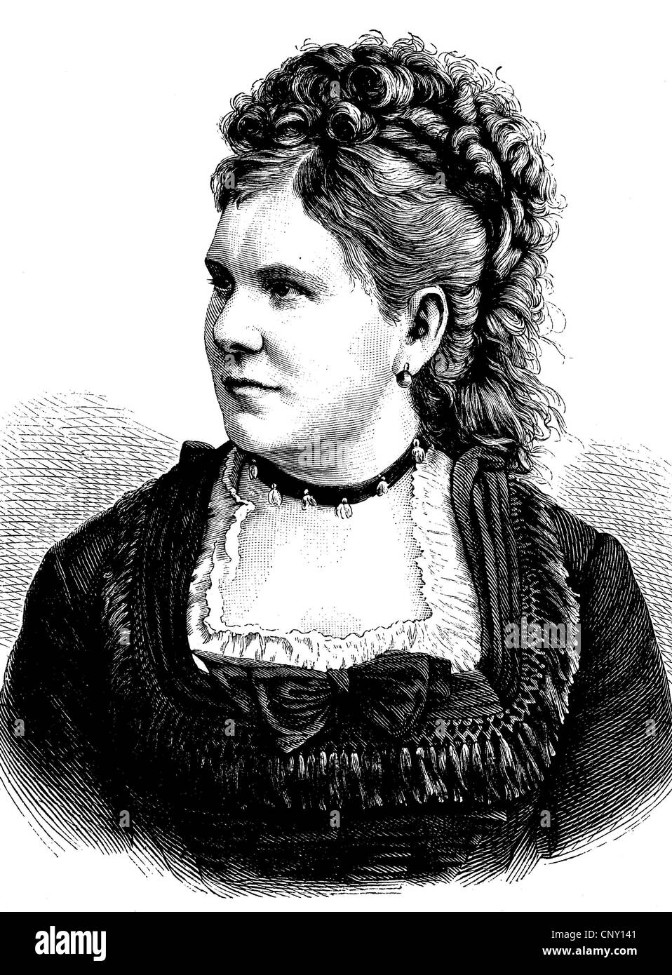 Vilma von Voggenhuber, 1841 - 1888, a soprano singer, historical engraving, about 1889 Stock Photo