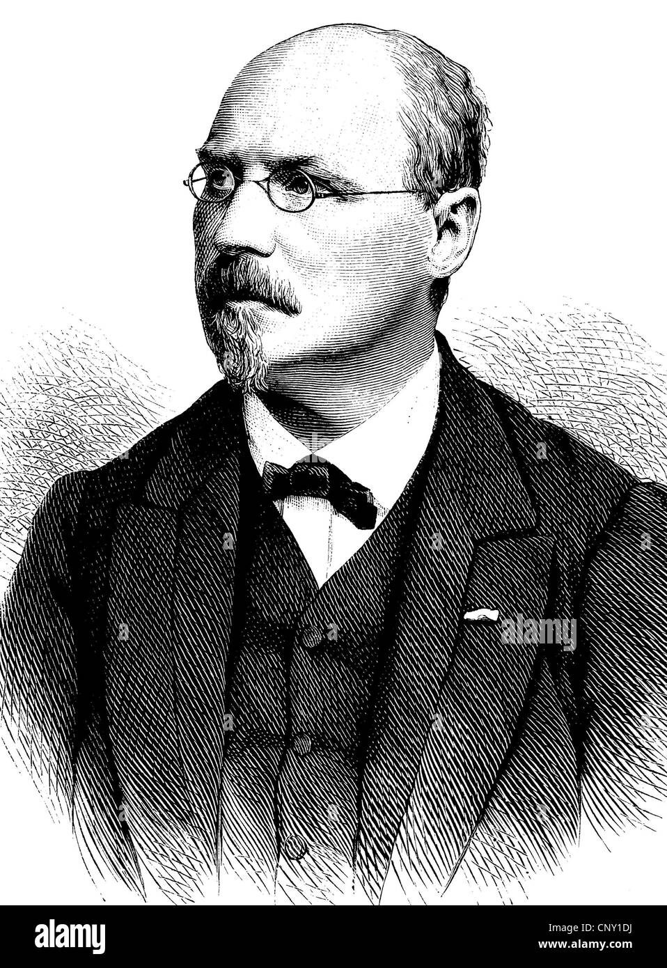 Joseph Joachim Raff, 1822 - 1882, a German composer and music teacher of Swiss origin, historical engraving, about 1889 Stock Photo