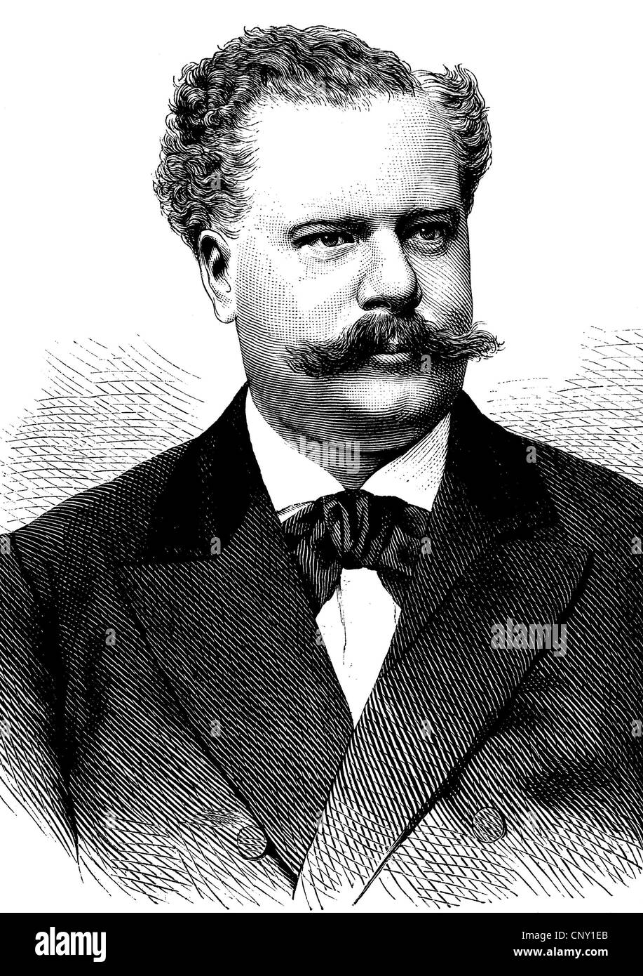 Emil Scaria, 1838 - 1886, singer of the Dresdner Hofoper opera, historical engraving, about 1889 Stock Photo