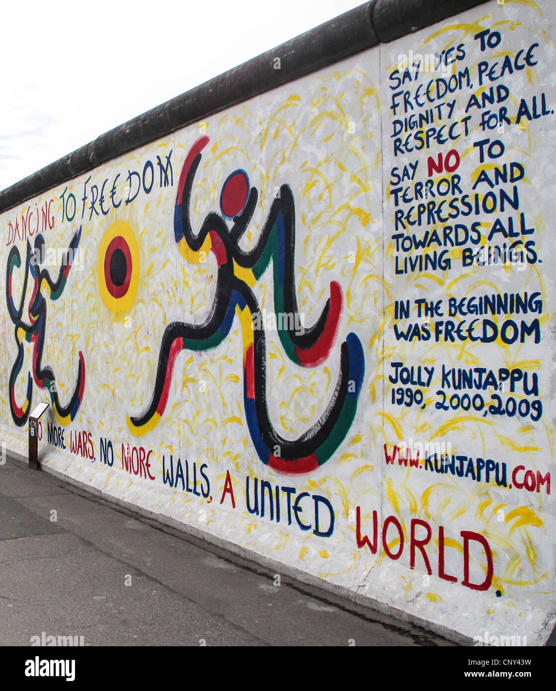 The East Side Gallery's murales are the street-art in Berlin, painted on their own famous wall Stock Photo