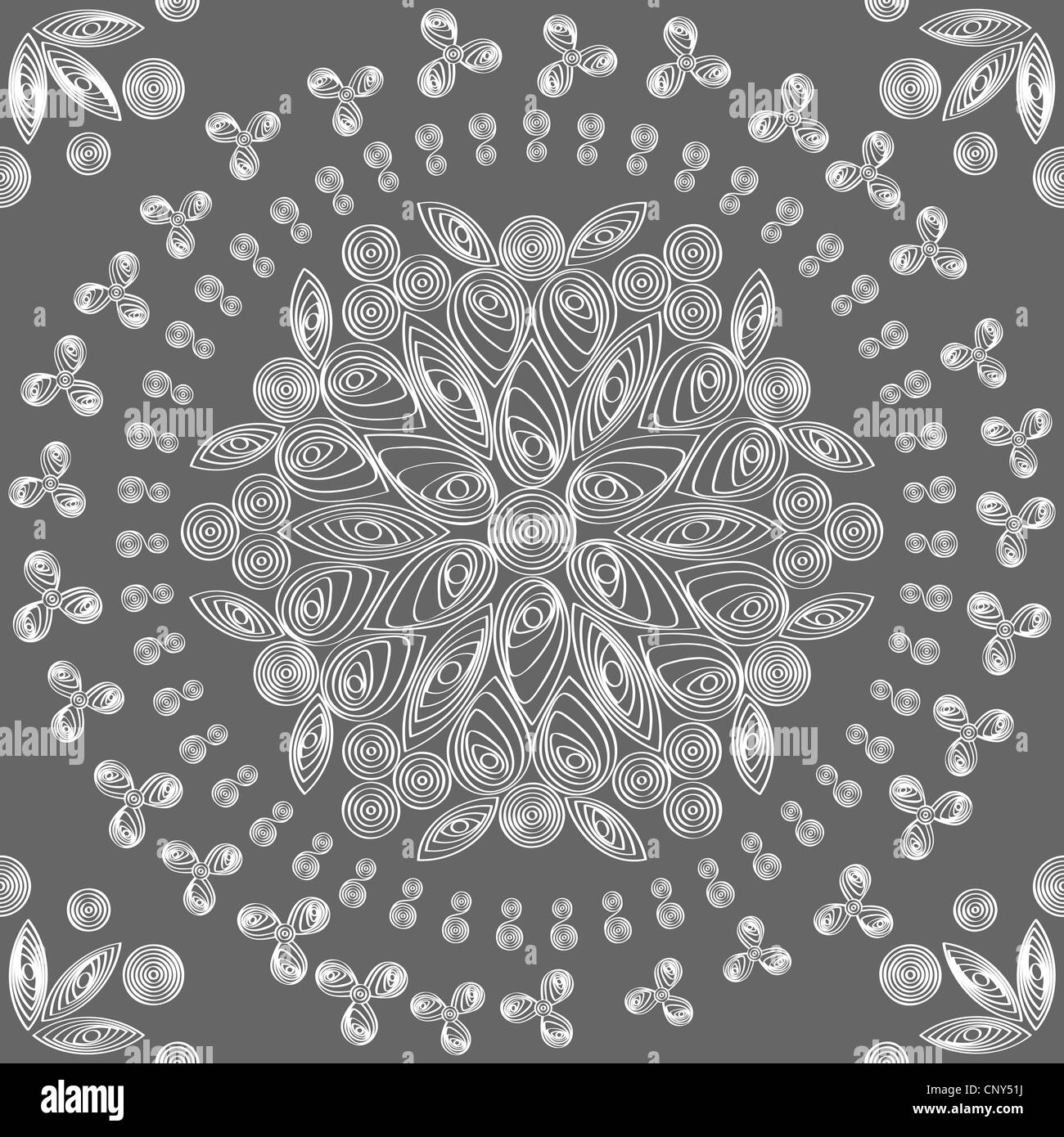 an exquisite floral lace seamless white lacy pattern on a gray background Stock Photo