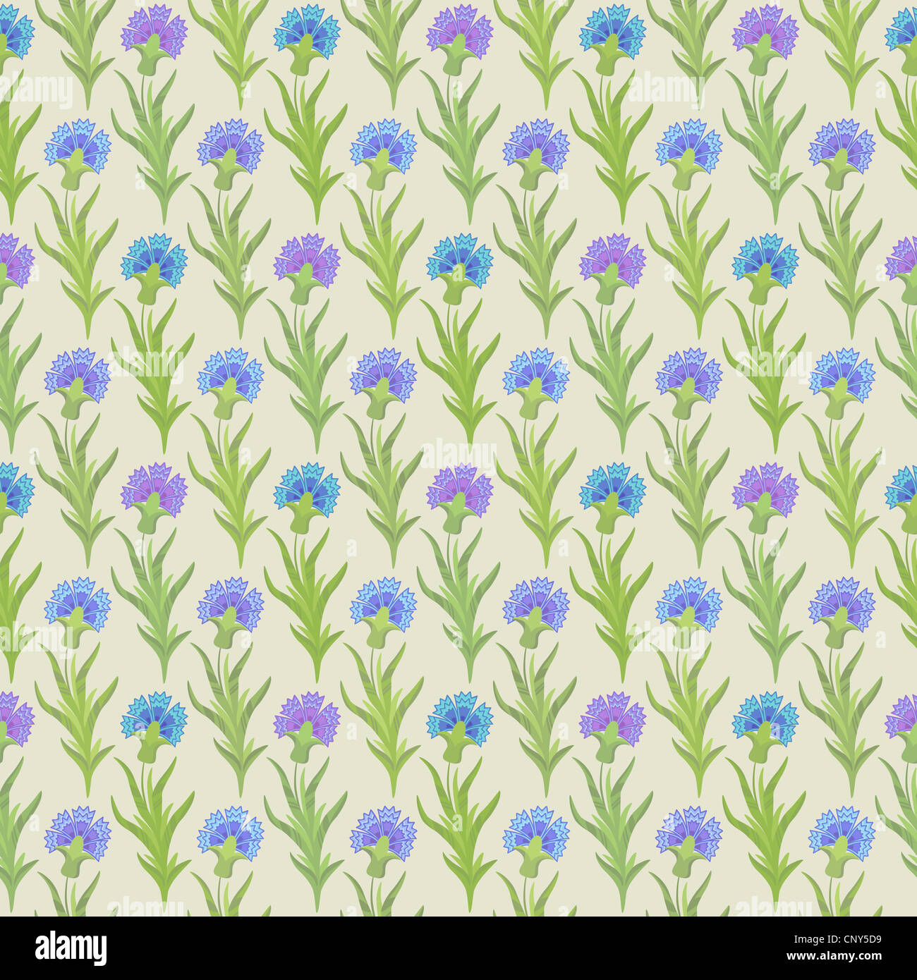 seamless floral pattern with blue cornflowers on the yellow background Stock Photo