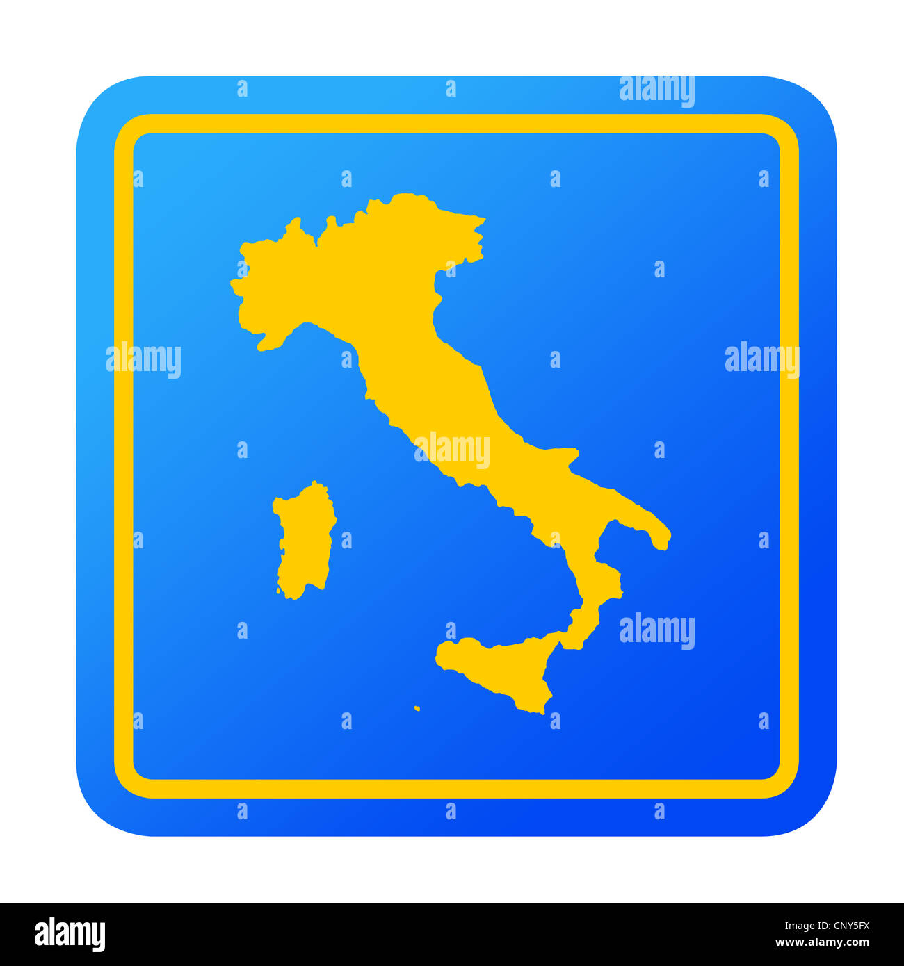 Italy European button isolated on a white background with clipping path. Stock Photo