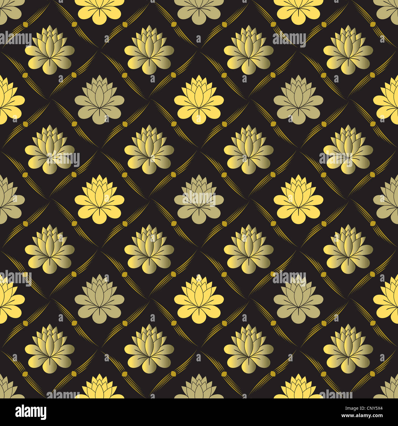 seamless gold floral pattern on the black background Stock Photo - Alamy
