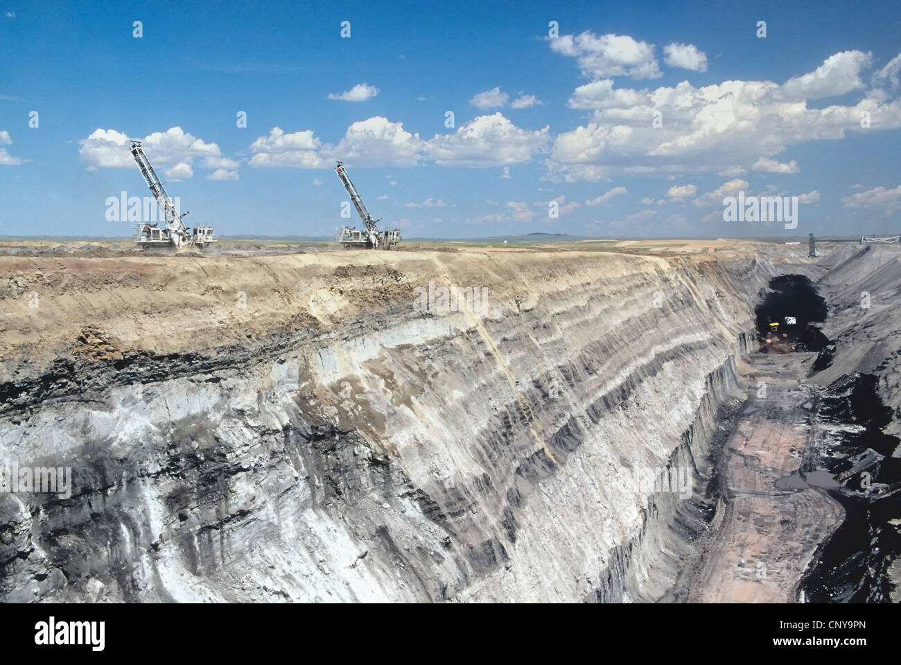 Coal surface mine, coal stratus, overburden. Stock Photo