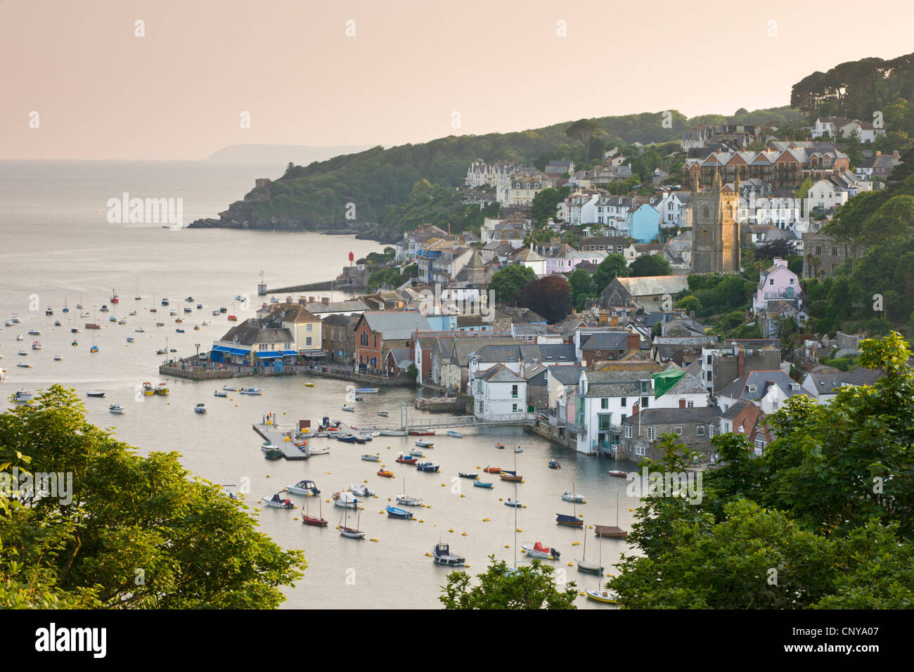 The Cornish town of Fowey on the Fowey Estuary, Cornwall, England. Summer (June) 2010. Stock Photo