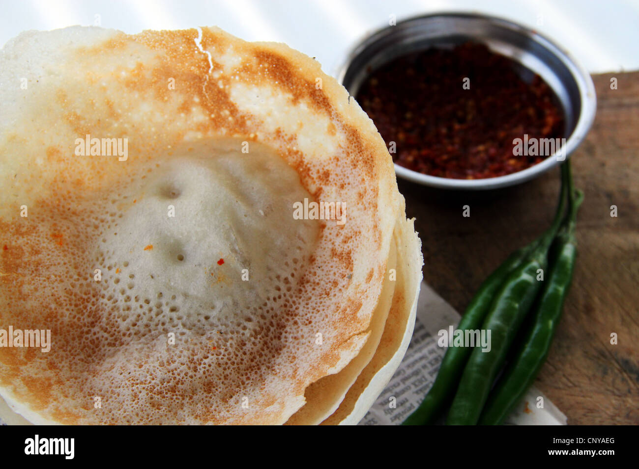 Sri Lanka hoppers with chili sambol Stock Photo Alamy