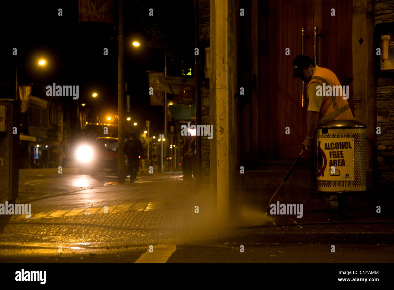 Street cleaning at night in Christchurch Stock Photo Alamy