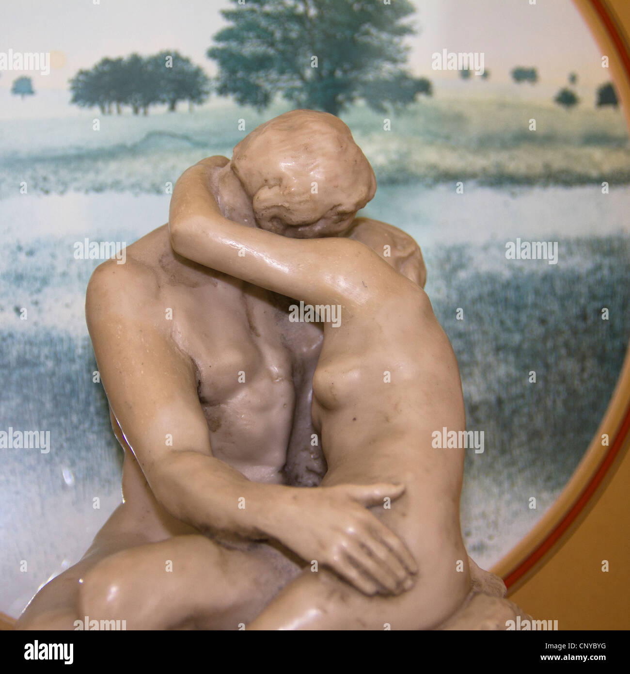Little statue of Rodin's Kiss as Home decor Stock Photo