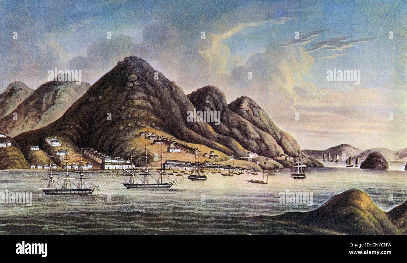 HONG KONG British East India ships in the roads about 1800 Stock Photo