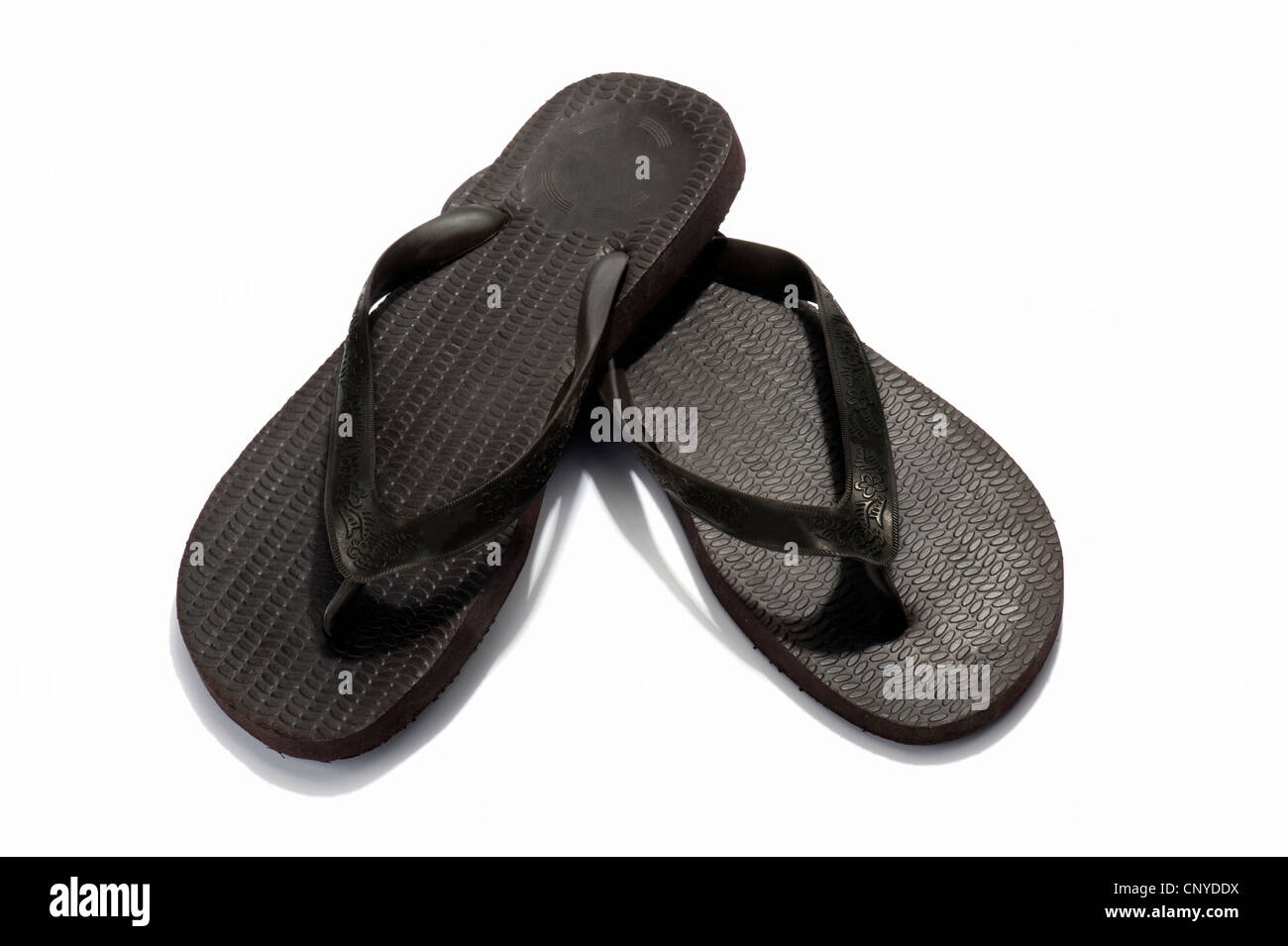 A pair of black flip flops Stock Photo - Alamy
