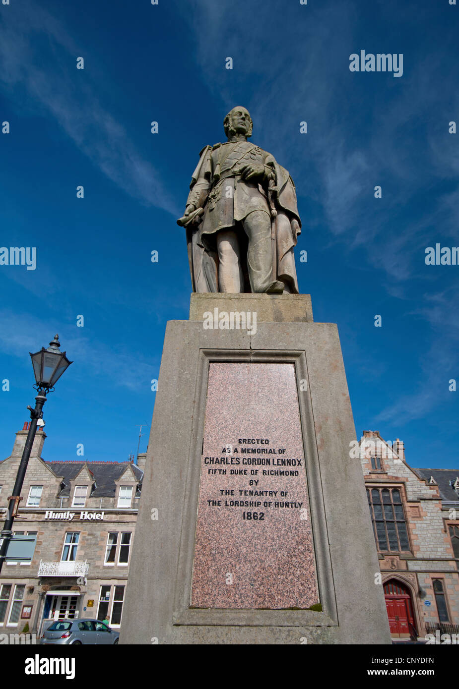 Statue of Charles Gordon Lennox Fifth Duke of Richmond in Huntly Aberdeenshire.  SCO 8148 Stock Photo