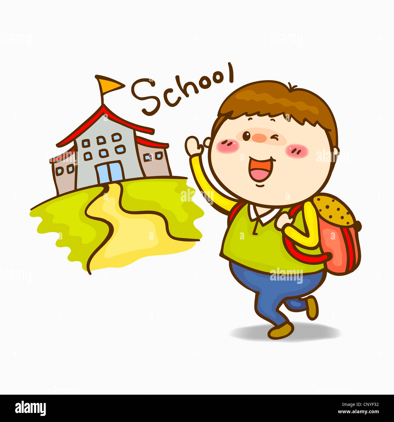 A Boy Going To School Stock Photo - Alamy