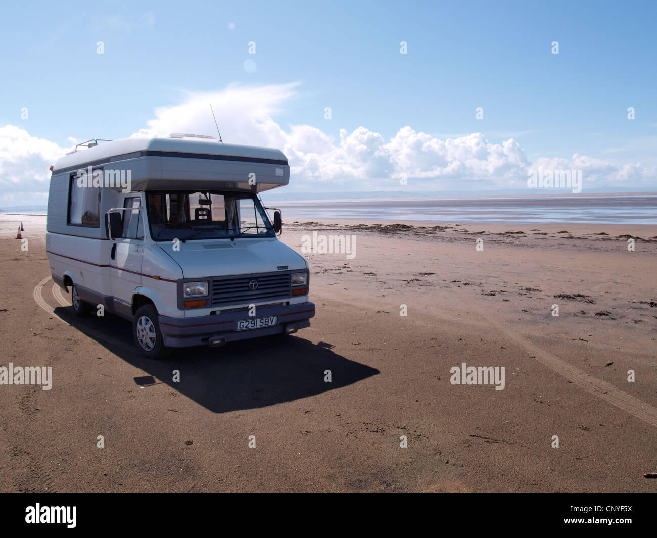 Campervan on the beach, BurnhamonSea, Somerset, UK Stock Photo Alamy