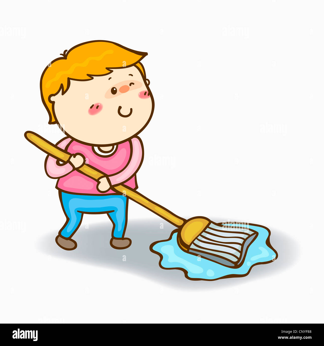 A boy mopping the floor Stock Photo Alamy