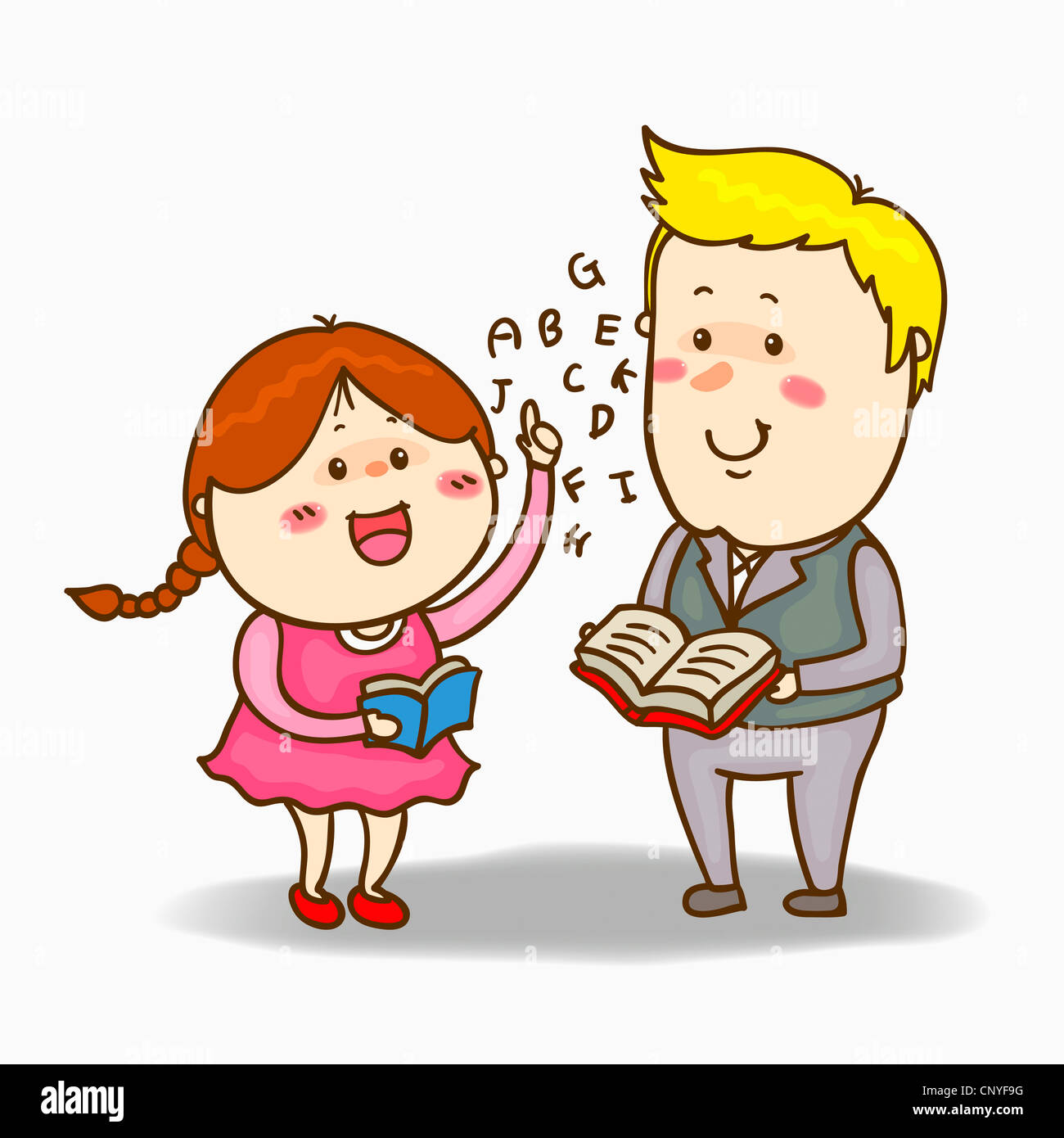 A Girl Speaking The English With Native Teacher Stock Photo Alamy