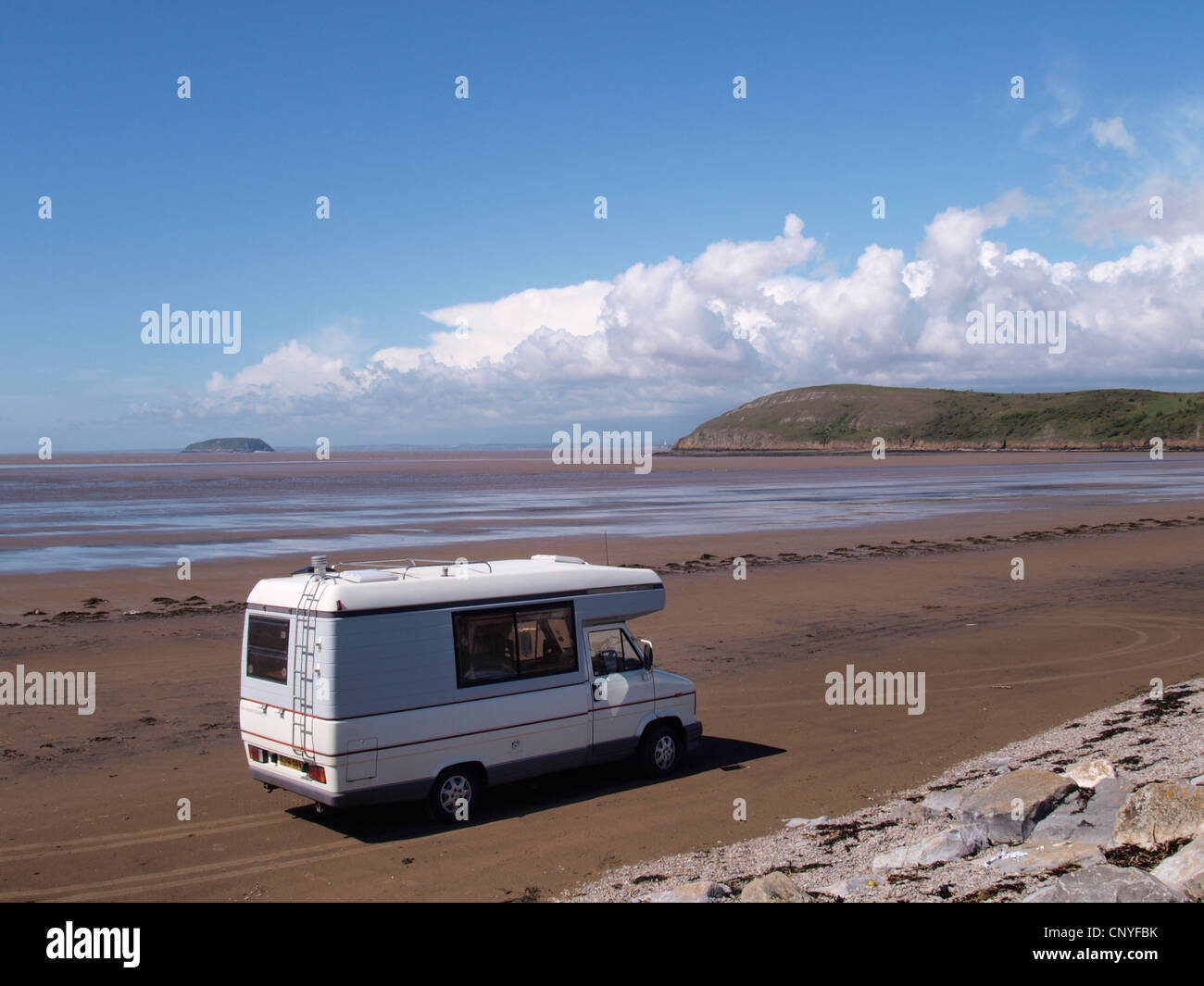 Campervan on the beach, BurnhamonSea, Somerset, UK Stock Photo Alamy