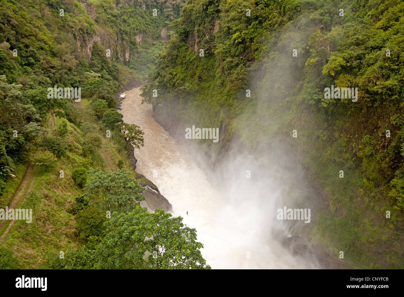 The Orosi River, also called Rio Grande de Orosi, seen from Cachi Reservoir & Dam, Costa Rica, Central America Stock Photo
