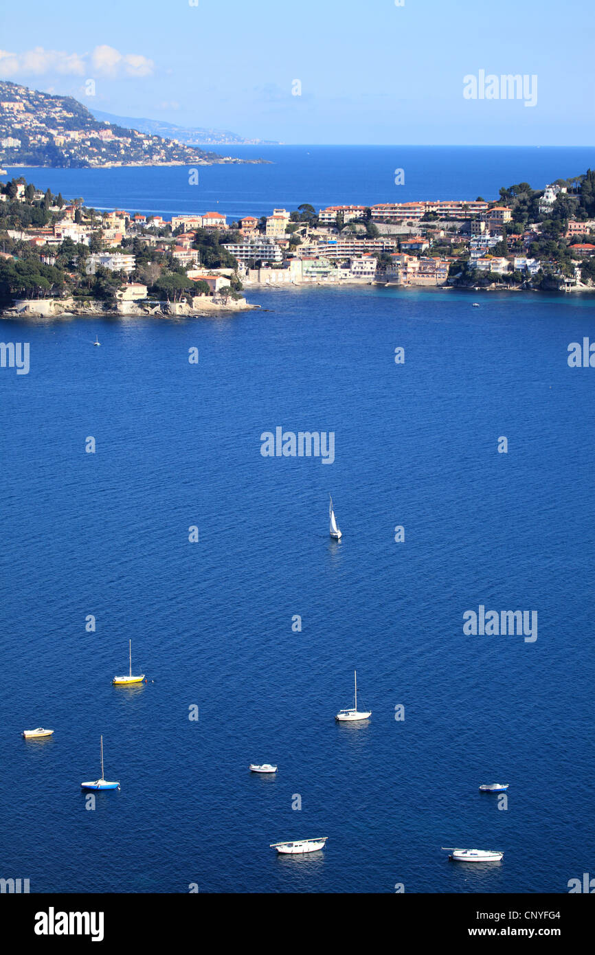 The Cap Ferrat and the bay of Villefranche sur mer Stock Photo