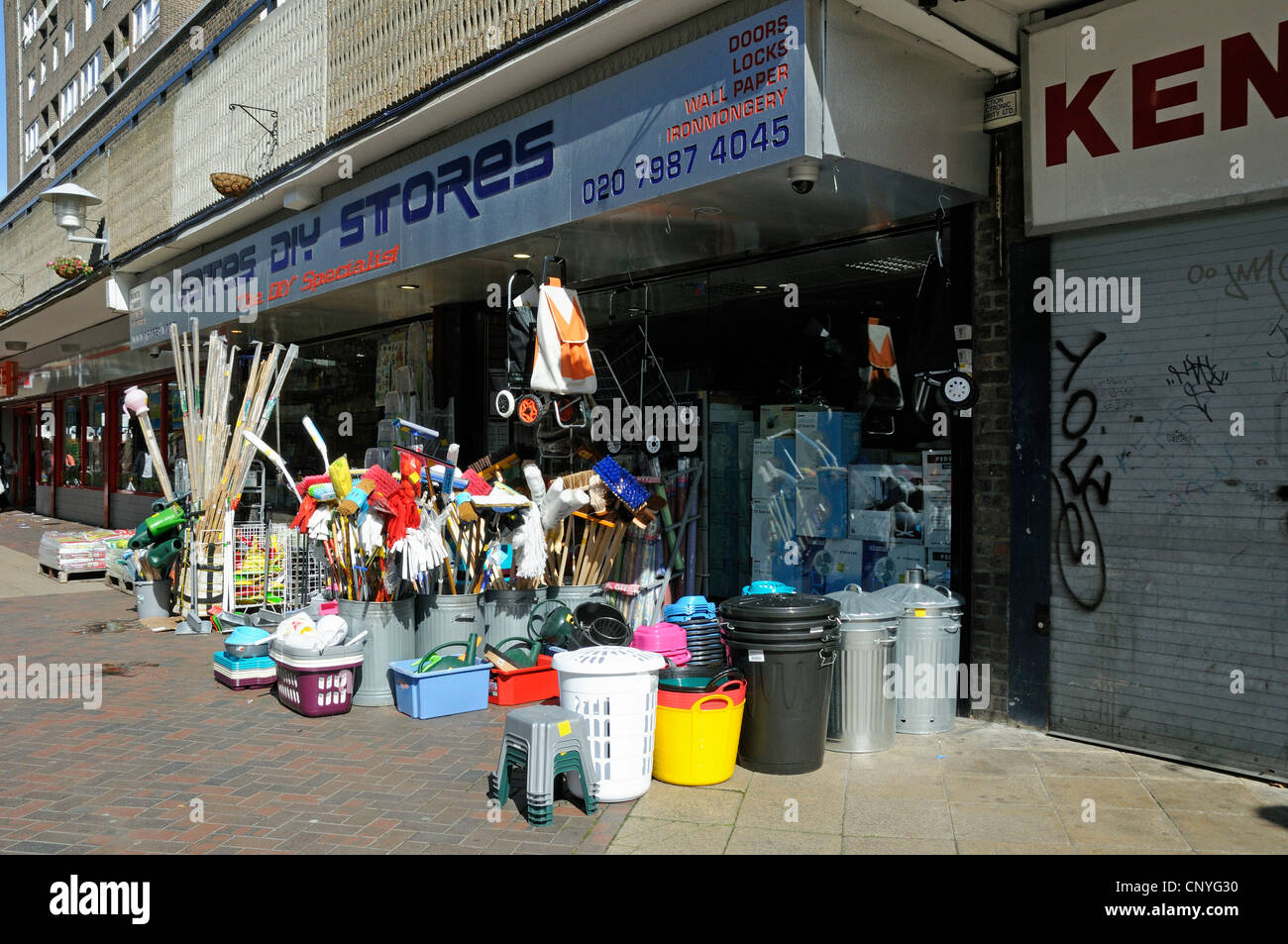 Hardware and DIY Store with goods displayed outside, Chrisp Street