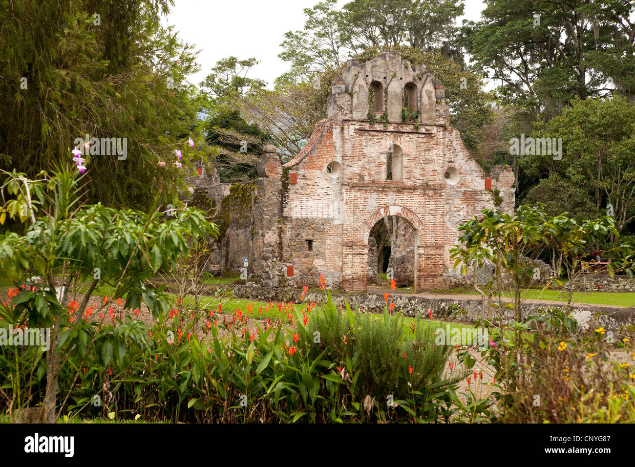 Ruins of the Church of Ujarras in the Orosi Valley, Costa Rica, Central America Stock Photo