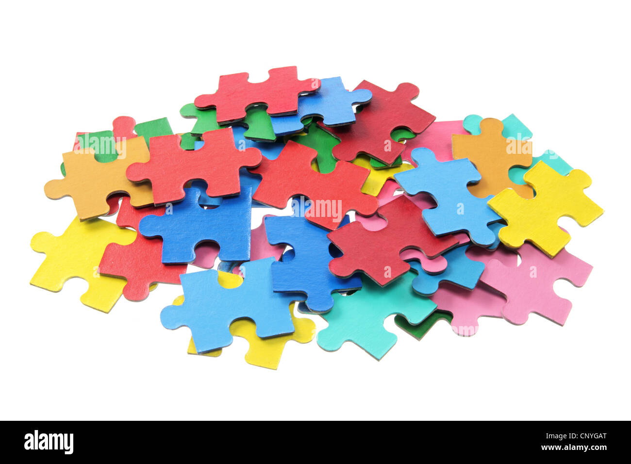 Pile of Jigsaw Puzzle Pieces Stock Photo