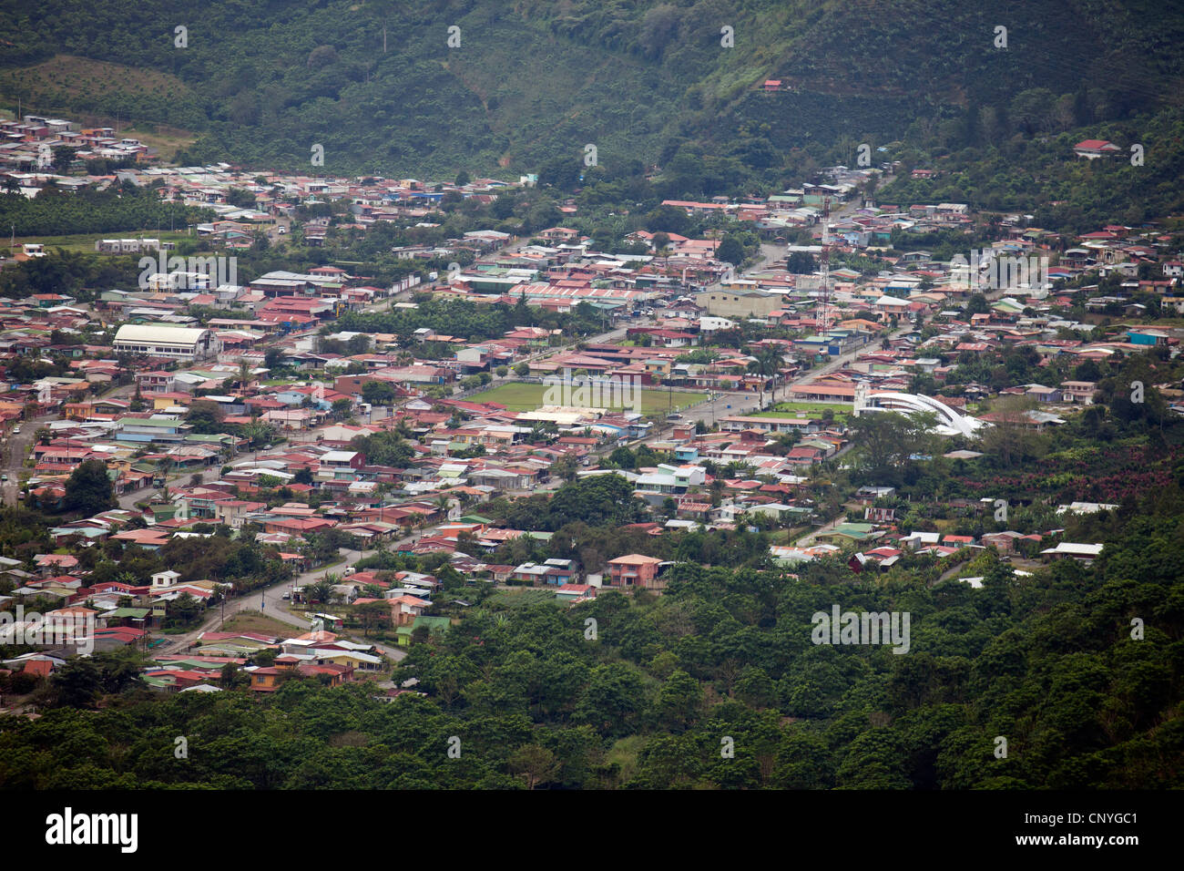 birds eye view of Orosi, Costa Rica, Central America Stock Photo