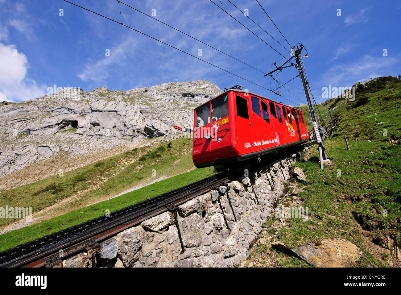 the world's steepest cogwheel railway at Pilatus mountain, Switzerland,  Lucerne Stock Photo - Alamy