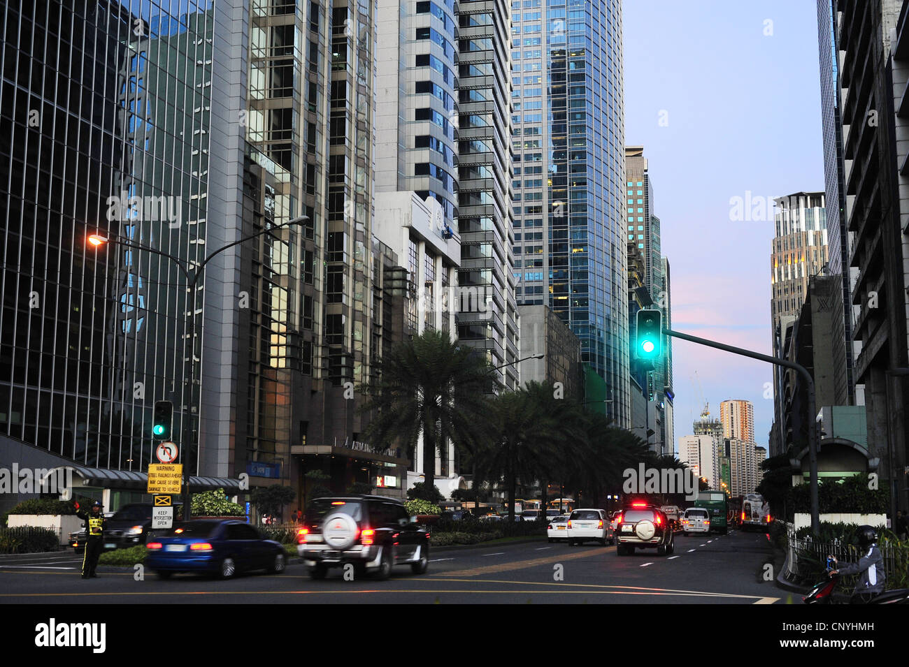 The City of Makati in the evening. Metro Manila, Philippines Stock Photo