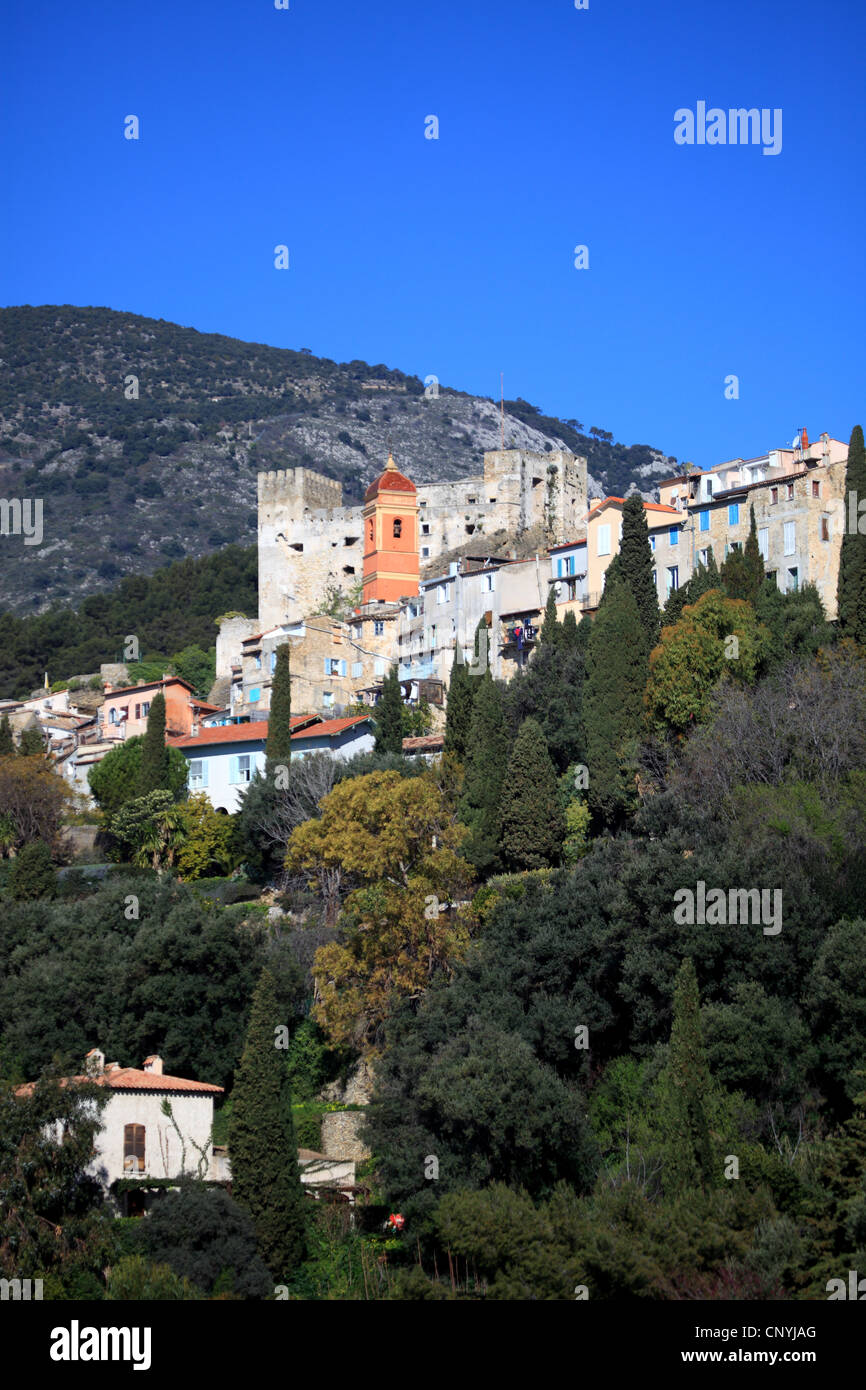 The medieval perched village of Roquebrune Stock Photo