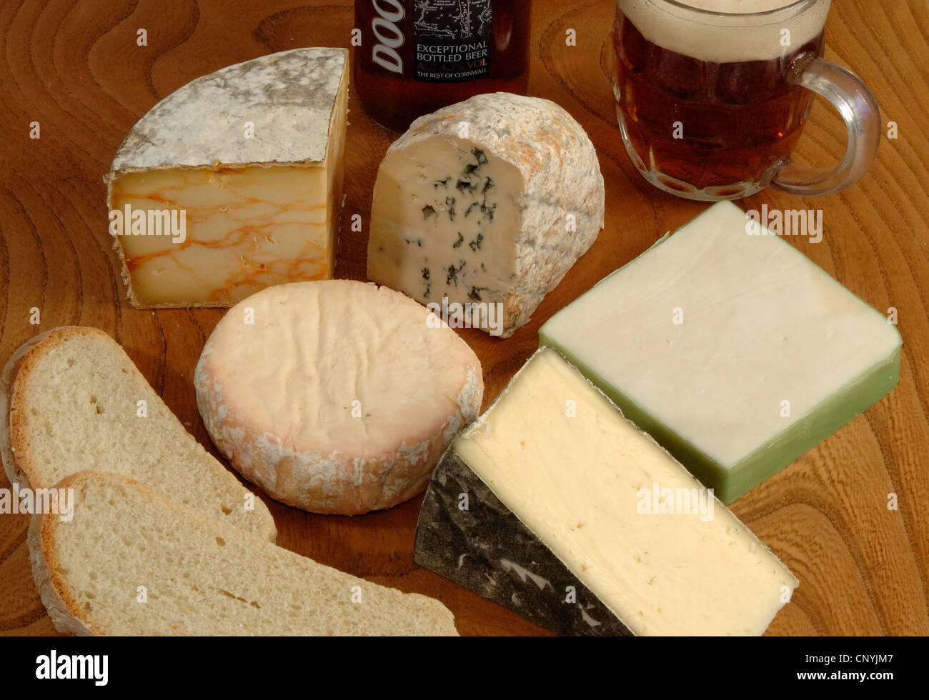 A selection of west country cheeses from the west of England UK Stock Photo