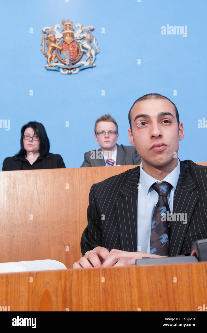 Clerk of the Court sits in front of Magistrates Stock Photo Alamy