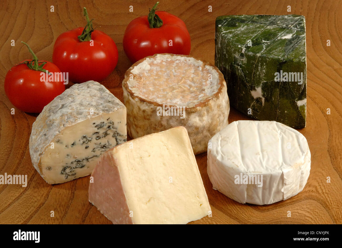 A selection of west country cheeses from the west of England UK Stock Photo