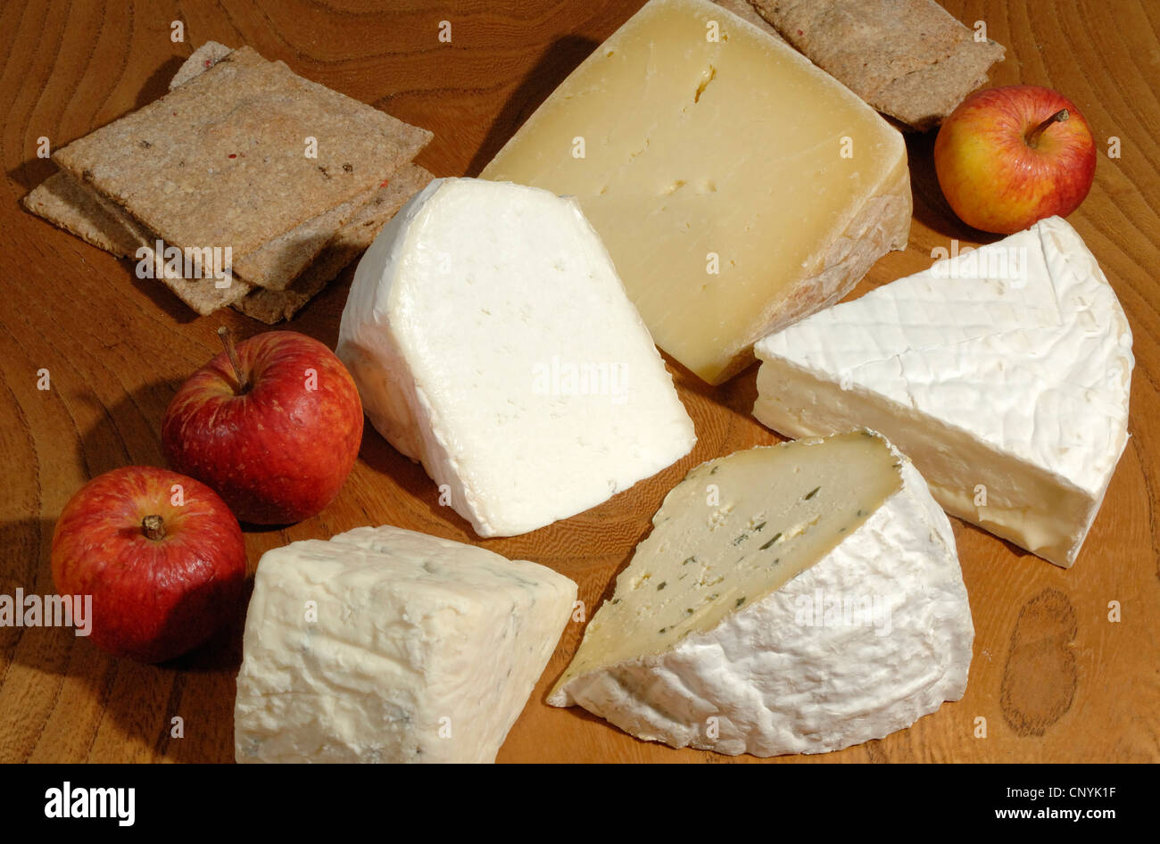 A selection of west country cheeses from the west of England UK Stock Photo