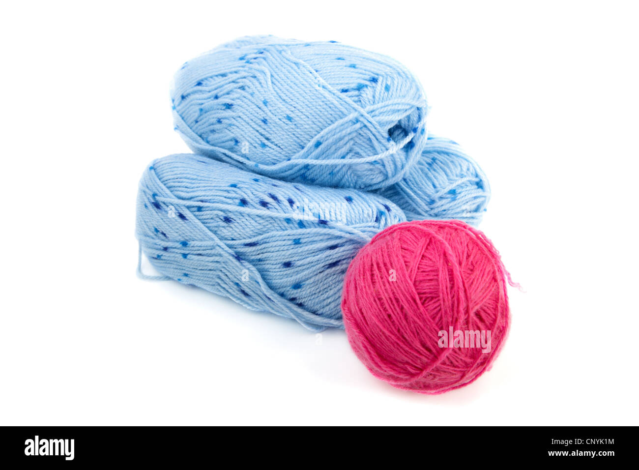 Balls of threads for knitting isolated on a white background Stock Photo