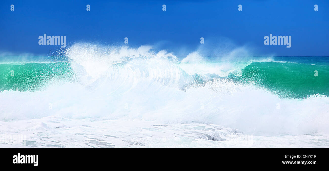 Paradise beach, beautiful nature, seascape with high surfing waves