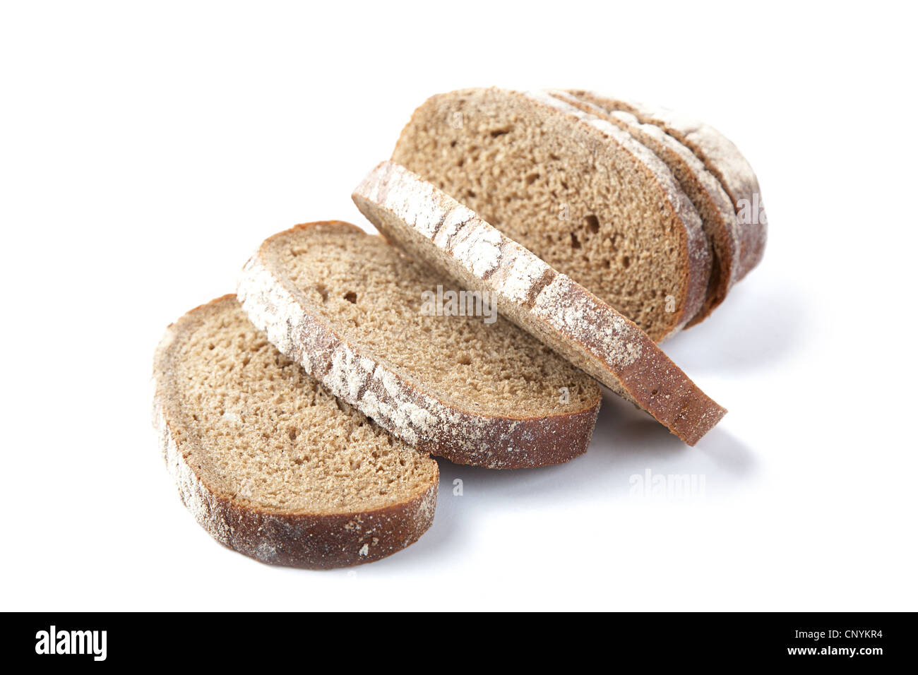 Chunks of the cut bread on a white background Stock Photo