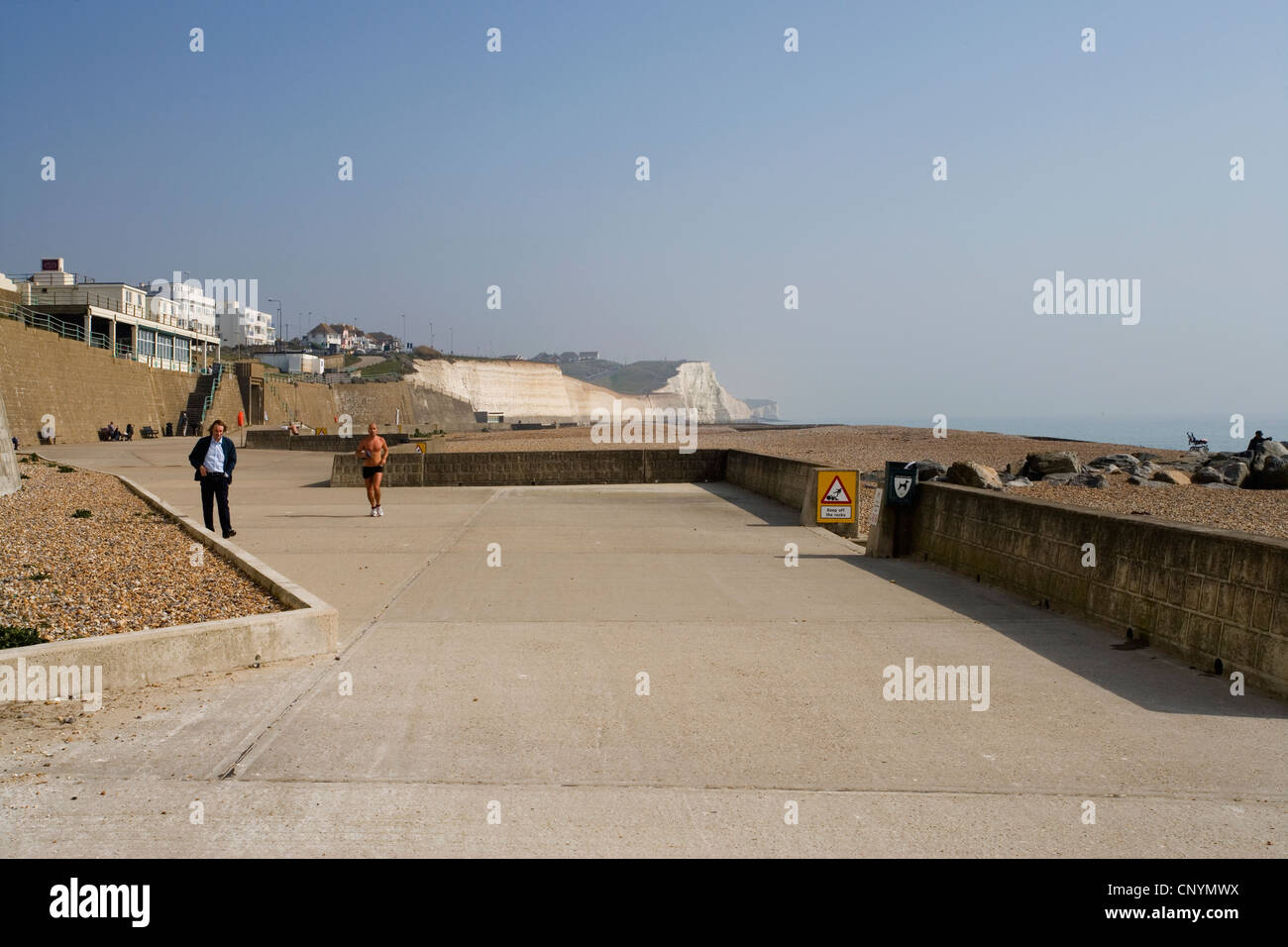 chalk cliffs and walkway at saltdean on the east sussex coast Stock