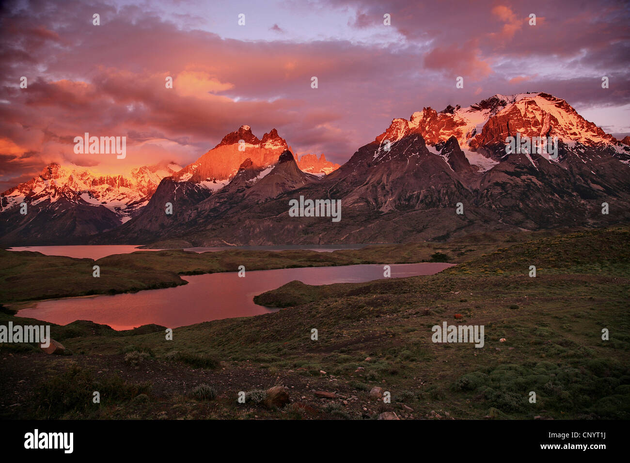 sunrise over Torres del Paine massif, Chile, Torres del Paine National