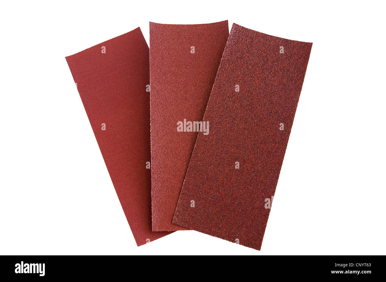 three different grit sandpaper on a white background Stock Photo Alamy