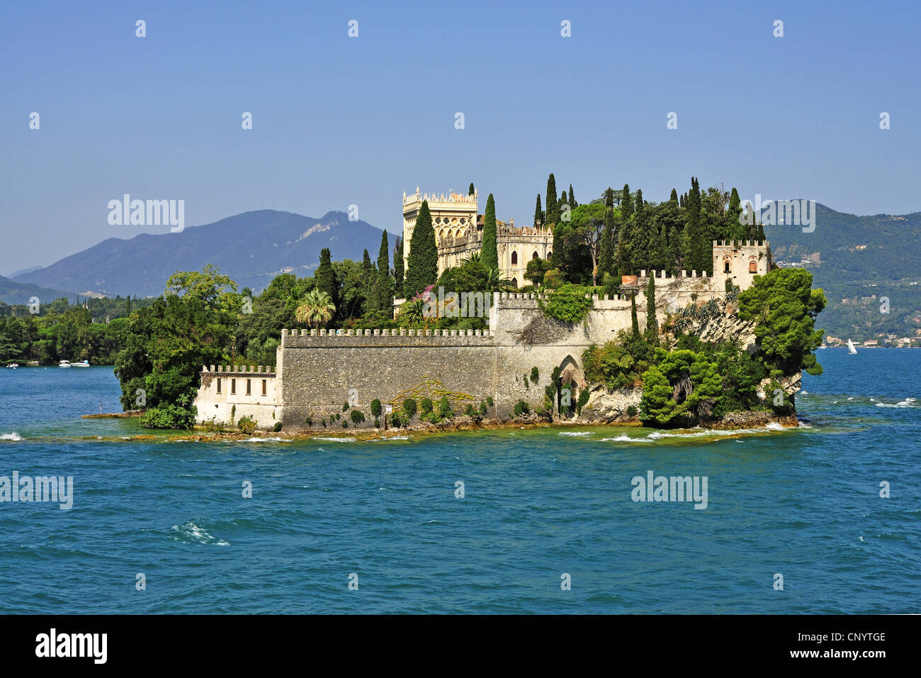 palace on Isola del Garda, Italy, Lake Garda, Lombardy, Isola Di Garda Stock Photo