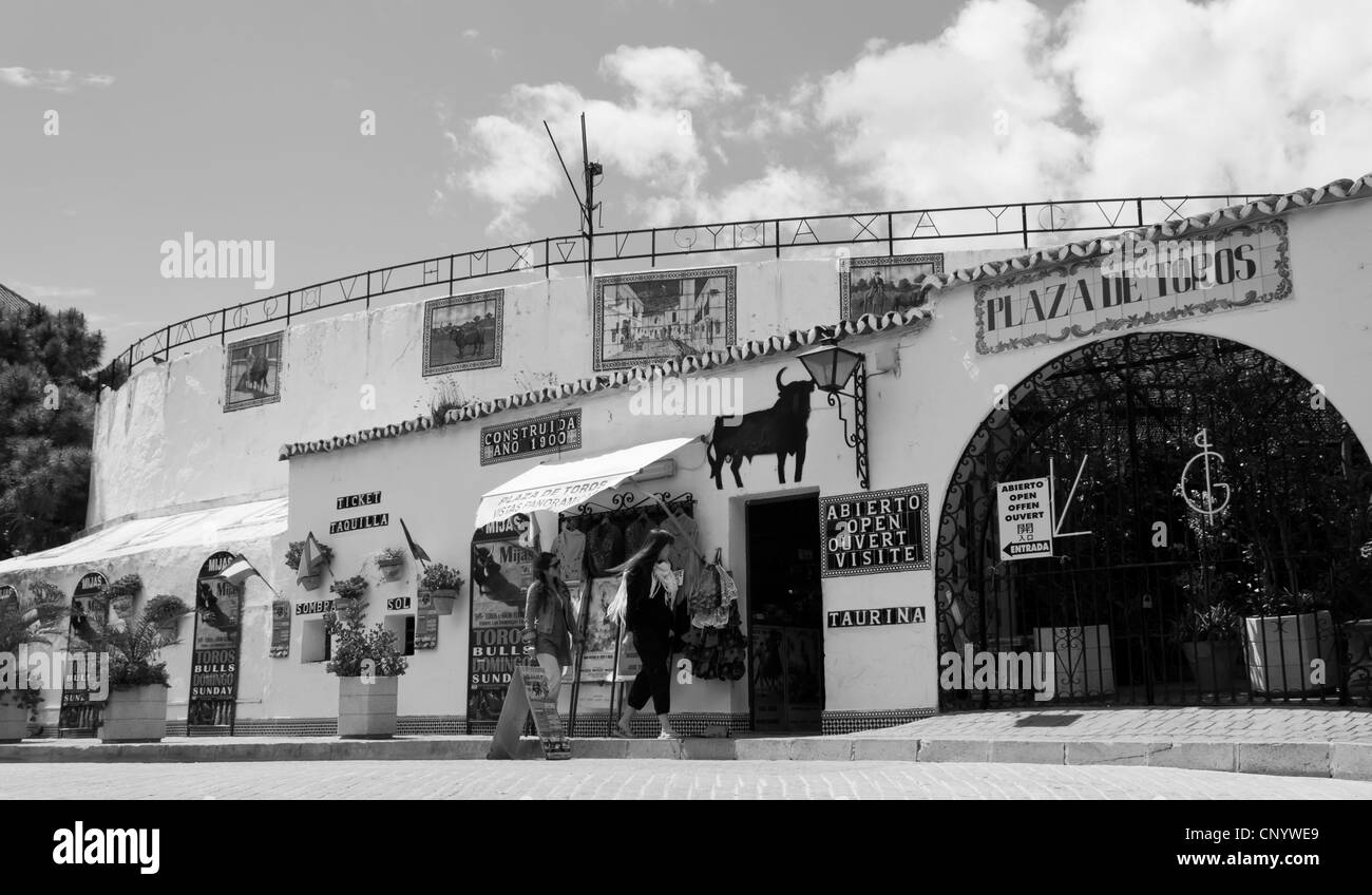 Mijas, Malaga, Costa del Sol, Andalucia, Spain. The bullring. Stock Photo