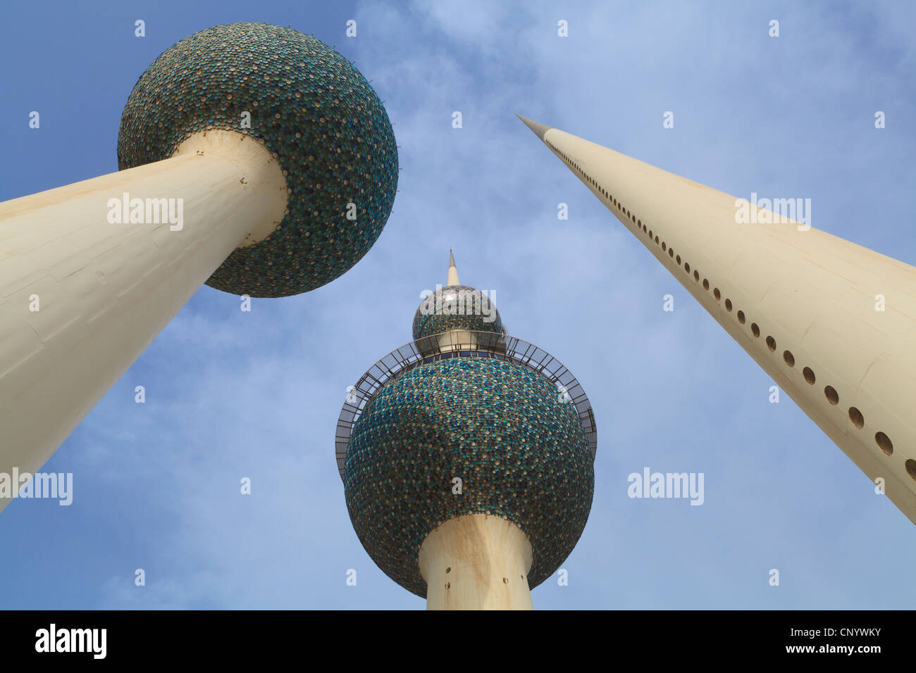 Kuwait City Water Towers are an iconic landmark of the city lying just off the Gulf Road. Stock Photo