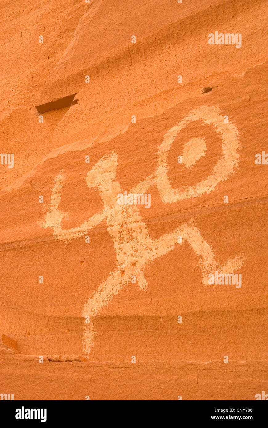 Warrior Pictograph at Defiance House, Glen Canyon National Recreation Area, Lake Powell, Utah Stock Photo