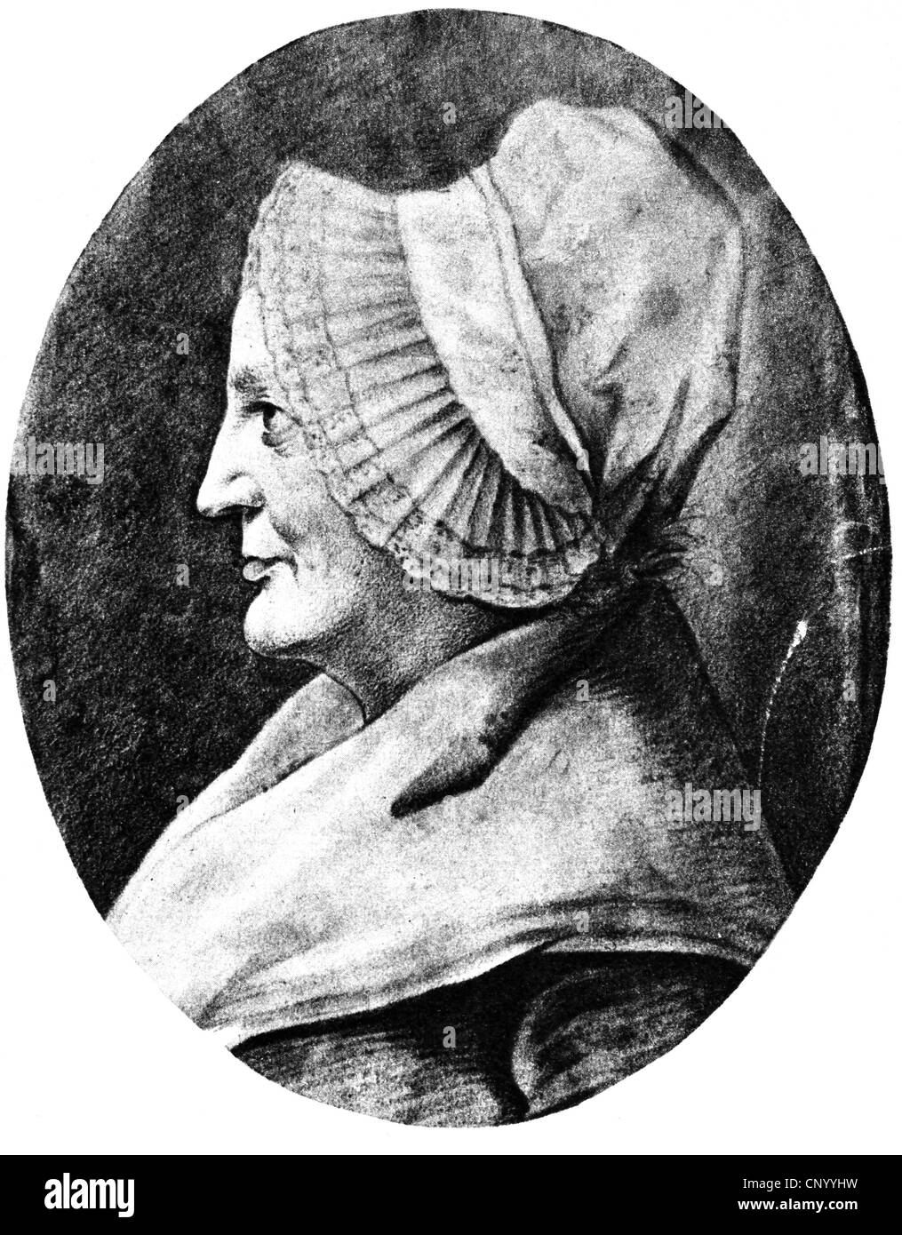 Fontane, Theodor, 30.12.1819 - 20.9.1898, German writer, portrait, his great-grandmother Marie Louise, at the age of 69 years, profile, drawing, by Pierre Fontane, 1801, Stock Photo