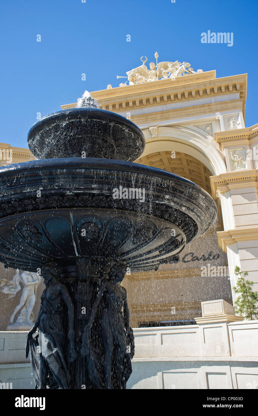 Fountain in front of Monte Carlo Hotel and Casino Las Vegas Stock Photo