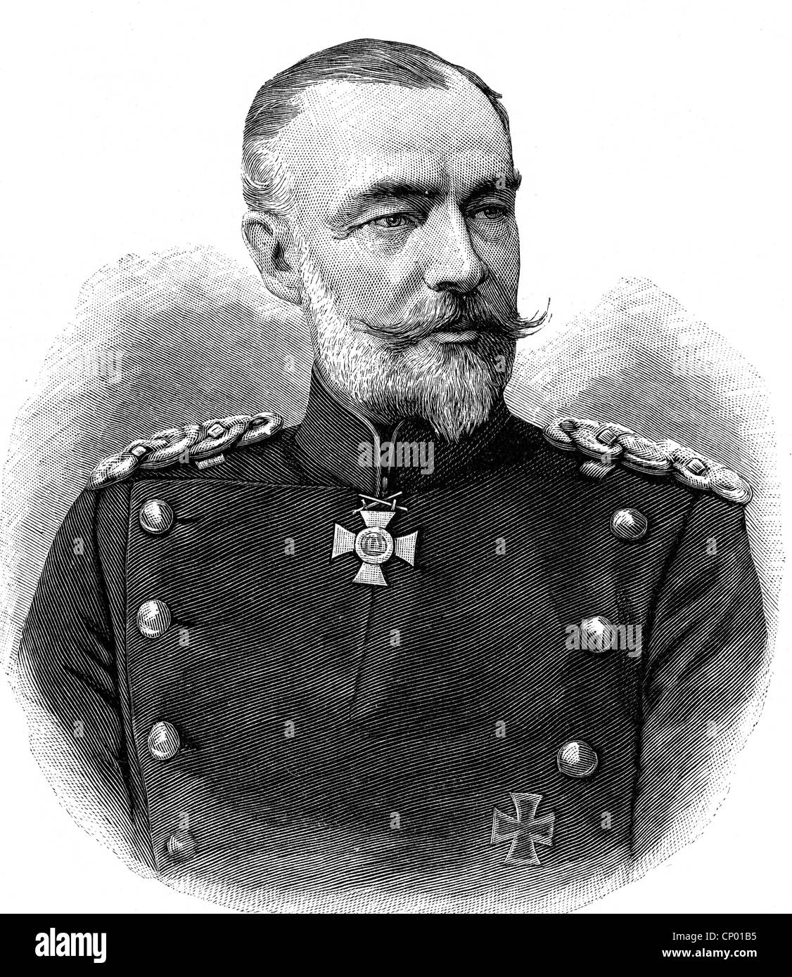 Bronsart von Schellendorff, Walther, 21.12.1833 - 12.12.1914, Prussian general, Minister of War 1893 - 1896, portrait, wood engraving, 1893, Stock Photo