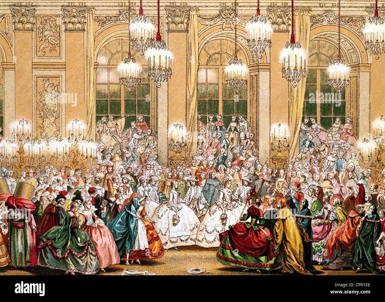 festivity, carnival, mask ball in Versailles 17.2.1745 Stock Photo