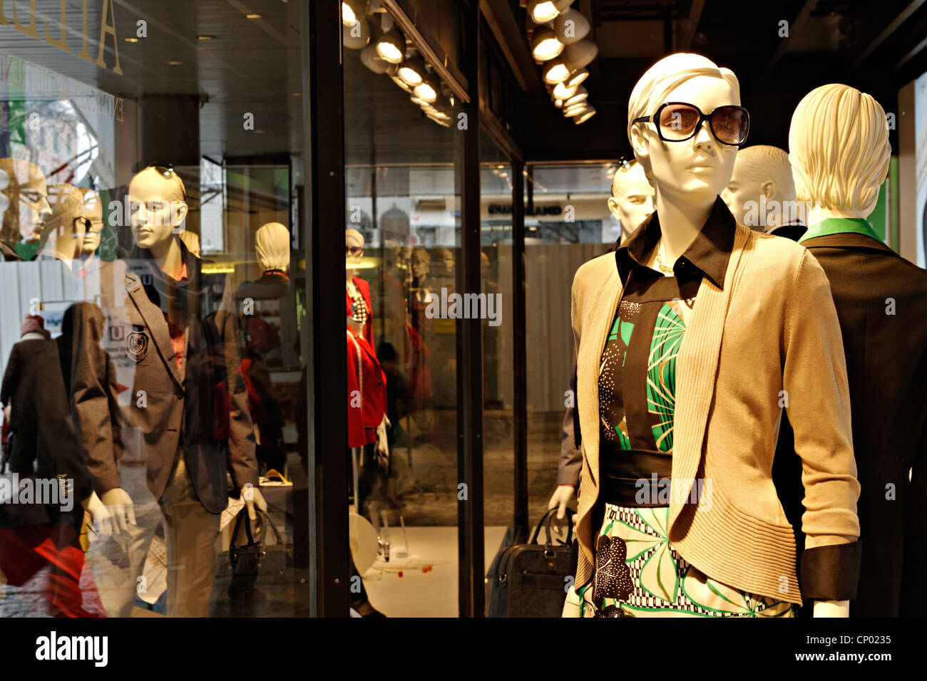 Mannequins in a German shop window Stock Photo